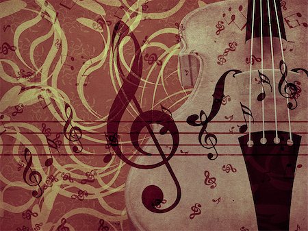 simsearch:400-07505739,k - Illustration of violin on vintage floral background. Stock Photo - Budget Royalty-Free & Subscription, Code: 400-08138076