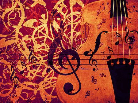 simsearch:400-04956350,k - Illustration of violin on vintage floral background. Fotografie stock - Microstock e Abbonamento, Codice: 400-08138077