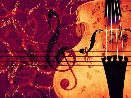 simsearch:400-04956350,k - Illustration of violin on vintage floral background. Fotografie stock - Microstock e Abbonamento, Codice: 400-08138078