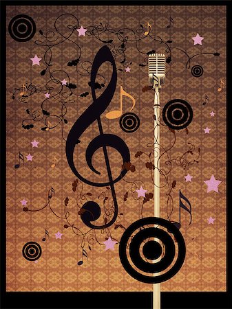 simsearch:400-04033507,k - Illustration of abstract grunge retro musical background with microphone. Photographie de stock - Aubaine LD & Abonnement, Code: 400-08138070