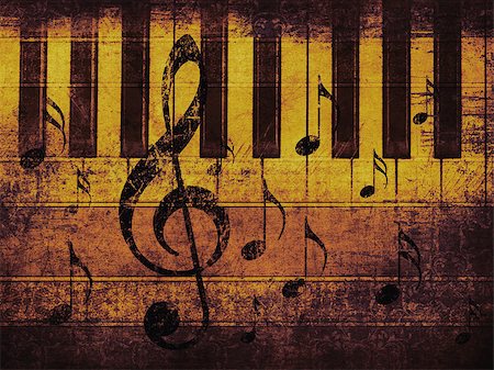 simsearch:400-08138524,k - Illustration of grunge retro musical background with notes and piano. Photographie de stock - Aubaine LD & Abonnement, Code: 400-08138071