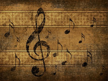 simsearch:400-04033507,k - Illustration of grunge retro musical background with notes. Photographie de stock - Aubaine LD & Abonnement, Code: 400-08138073