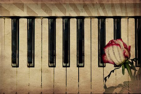 simsearch:400-08138524,k - Abstract grunge rose and piano, vintage music background Photographie de stock - Aubaine LD & Abonnement, Code: 400-08138084