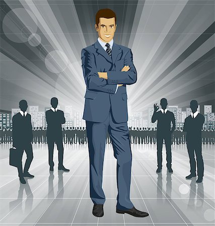 fashionable office worker full length - Vector business man in suit with folded hands. All layers well organized and easy to edit Stock Photo - Budget Royalty-Free & Subscription, Code: 400-08138255