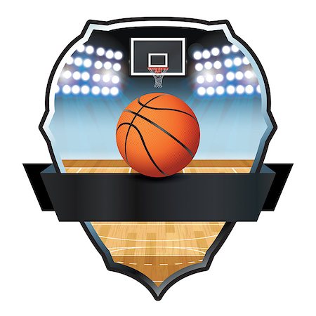simsearch:694-03319860,k - An illustration for a basketball, court, and hoop emblem. Vector EPS 10 available. EPS file contains transparencies and gradient mesh. Photographie de stock - Aubaine LD & Abonnement, Code: 400-08138320