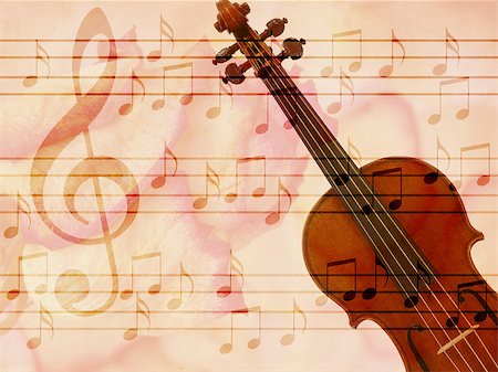 simsearch:400-08138524,k - Abstract grunge rose, violin and music notes vintage background. Photographie de stock - Aubaine LD & Abonnement, Code: 400-08138346