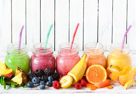 Healthy smoothies with fresh ingredients on a kitchen board. Stock Photo - Budget Royalty-Free & Subscription, Code: 400-08138373