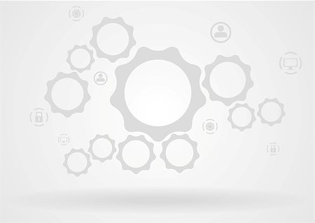 Abstract grey background with gears and icons. Hi-tech vector design template Stock Photo - Budget Royalty-Free & Subscription, Code: 400-08138662