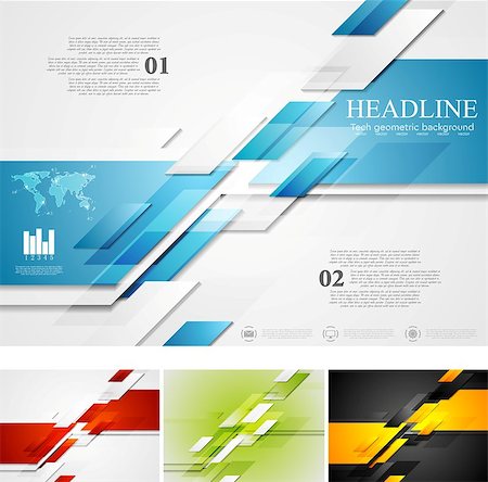 simsearch:400-08135278,k - Abstract bright corporate tech background. Four colors, vector card design Stock Photo - Budget Royalty-Free & Subscription, Code: 400-08138673