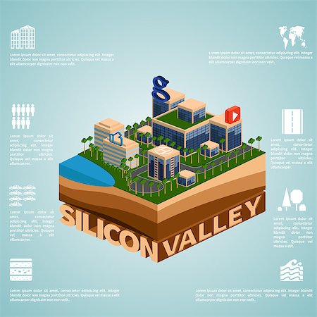 san jose - Silicon Valley. Set of detailed isometric vector.   Infographics EPS 8. Stock Photo - Budget Royalty-Free & Subscription, Code: 400-08130535