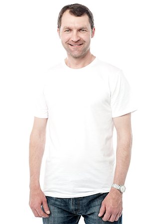 simsearch:400-08110461,k - Smiling casual man posing, isolated on white Foto de stock - Super Valor sin royalties y Suscripción, Código: 400-08130884