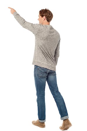 smart models male - Rear view of a young man pointing at something Stock Photo - Budget Royalty-Free & Subscription, Code: 400-08131047