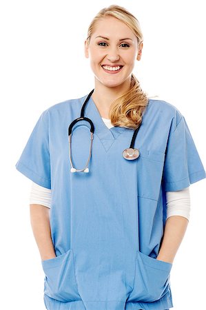 simsearch:400-08131186,k - Female doctor with stethoscope and hands in pocket Stock Photo - Budget Royalty-Free & Subscription, Code: 400-08131177