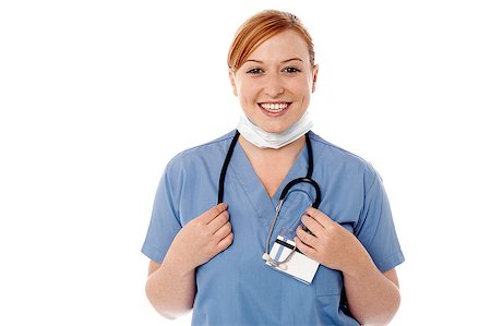 simsearch:400-08131186,k - Young female doctor with stethoscope around neck Foto de stock - Royalty-Free Super Valor e Assinatura, Número: 400-08131183