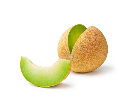 Ripe fresh melon honeydew and a slice isolated on white background Stock Photo - Budget Royalty-Free & Subscription, Code: 400-08131649