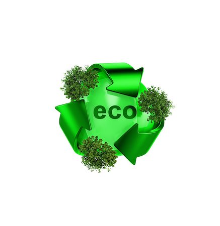 simsearch:400-04001346,k - Hight resolution render of recycle logo on white background with tree Foto de stock - Royalty-Free Super Valor e Assinatura, Número: 400-08131704