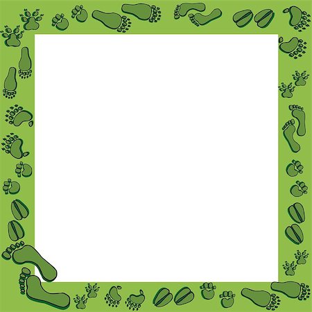 Footprints in green frame - vector illustration. Foto de stock - Royalty-Free Super Valor e Assinatura, Número: 400-08131874