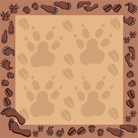 Footprints in brown frame 2 - vector illustration. Foto de stock - Royalty-Free Super Valor e Assinatura, Número: 400-08131873