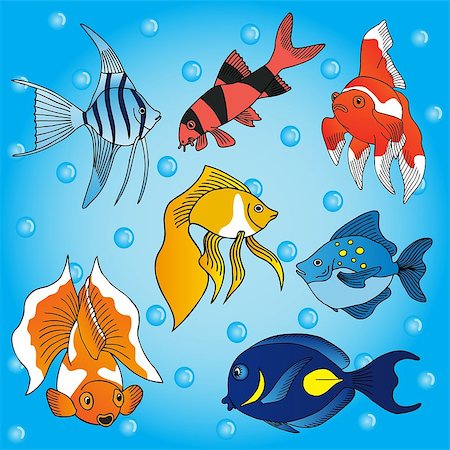 simsearch:400-04901251,k - Sea fish collection - vector illustration. Stockbilder - Microstock & Abonnement, Bildnummer: 400-08131884