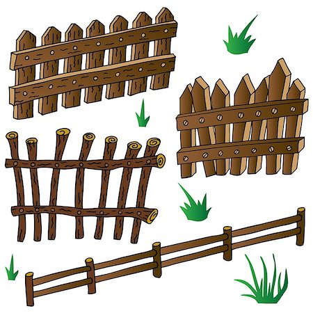 Woods fences collection - vector illustration. Foto de stock - Royalty-Free Super Valor e Assinatura, Número: 400-08131888