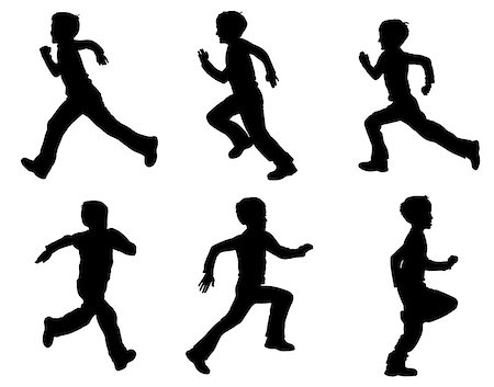 kid running silhouettes - vector Stockbilder - Microstock & Abonnement, Bildnummer: 400-08131924