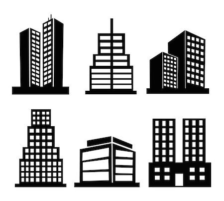 Commercial Building black and white set icons Stock Photo - Budget Royalty-Free & Subscription, Code: 400-08131945