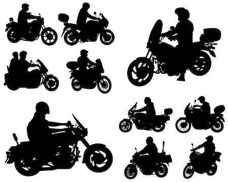 simsearch:400-05737063,k - motorcyclists silhouettes collection - vector Stock Photo - Budget Royalty-Free & Subscription, Code: 400-08132001