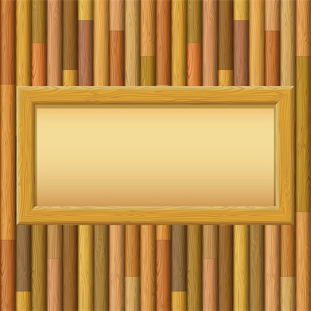 simsearch:400-05287751,k - Wooden Frame with Empty Paper on a Wall. Vector Fotografie stock - Microstock e Abbonamento, Codice: 400-08132137