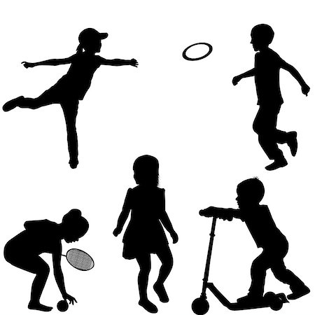 Silhouettes of children playing Stock Photo - Budget Royalty-Free & Subscription, Code: 400-08132181