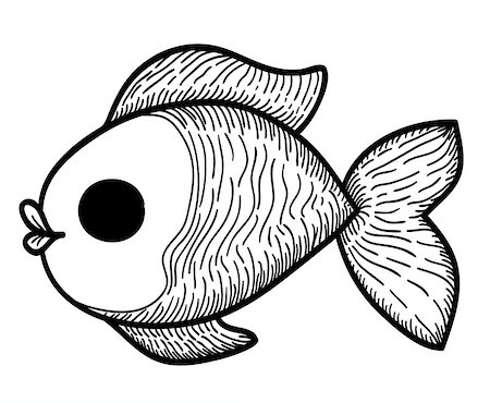 simsearch:400-08736716,k - Cartoon Hand Drawn Fish. Vector Sketch. Cute Character Stockbilder - Microstock & Abonnement, Bildnummer: 400-08132224