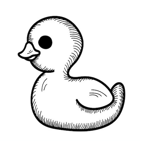 simsearch:400-06423262,k - Hand drawn Cartoon Duck. Baby Toy. Vector Sketch Isolated on White Photographie de stock - Aubaine LD & Abonnement, Code: 400-08132223