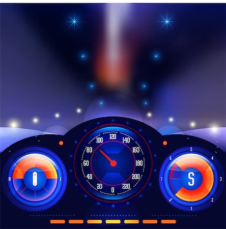 simsearch:400-07299922,k - View from inside the car on the dashboard and blurred night lights vector Stockbilder - Microstock & Abonnement, Bildnummer: 400-08132305