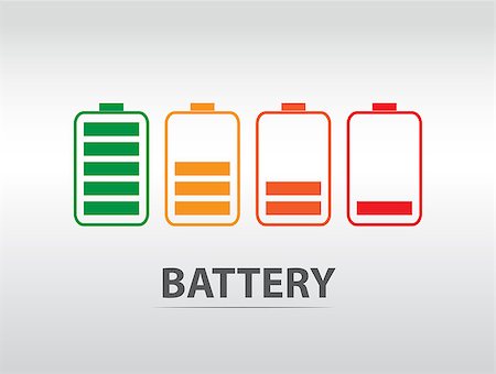 simsearch:400-08672815,k - Simple battery icon with colorful charge level. Foto de stock - Royalty-Free Super Valor e Assinatura, Número: 400-08132325
