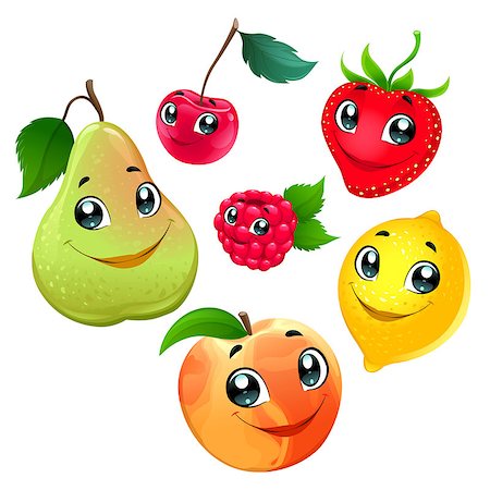 Family of funny fruits. Vector cartoon isolated characters. Stock Photo - Budget Royalty-Free & Subscription, Code: 400-08132357