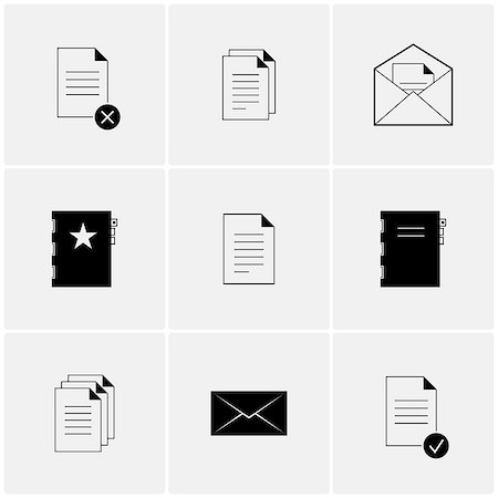 simsearch:400-08132580,k - Black and white vector set of minimalist icons Stock Photo - Budget Royalty-Free & Subscription, Code: 400-08132582