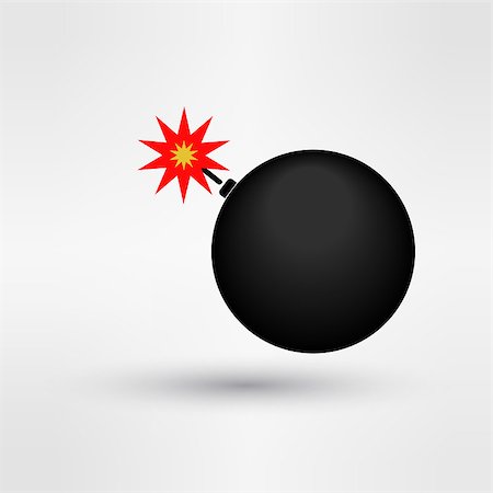 dynamite fuse burn - Bomb icon logo eps 10 vector illustration Stock Photo - Budget Royalty-Free & Subscription, Code: 400-08132602