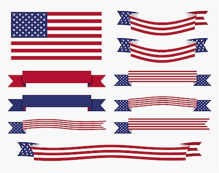 simsearch:400-07626725,k - Set of american USA flag, banners and ribbons patriotic design elements. EPS8 vector illustration. Stockbilder - Microstock & Abonnement, Bildnummer: 400-08132681