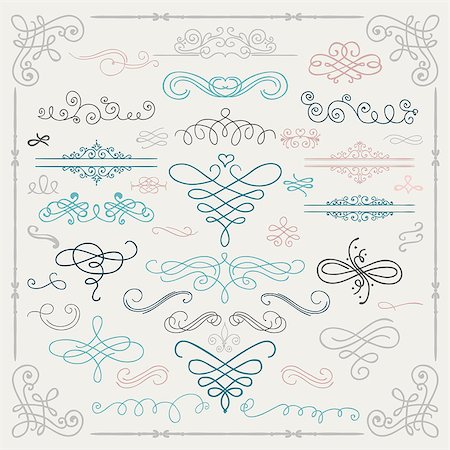 simsearch:400-08755813,k - Set of Hand Drawn Colorful Doodle Design Elements. Decorative Swirls, Scrolls, Text Frames, Dividers. Vintage Vector Illustration. Stock Photo - Budget Royalty-Free & Subscription, Code: 400-08132795