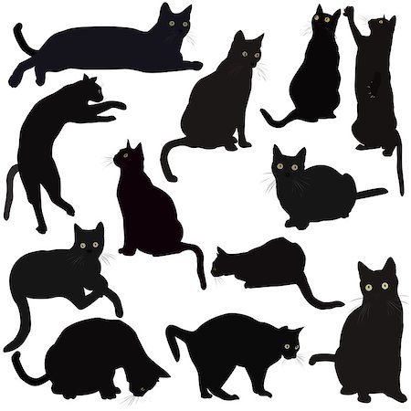 simsearch:400-08134329,k - Black cats silhouettes Stock Photo - Budget Royalty-Free & Subscription, Code: 400-08132804