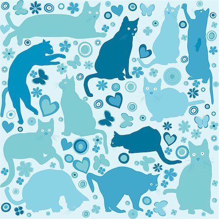 simsearch:400-08134329,k - Kids background with blue cats Stock Photo - Budget Royalty-Free & Subscription, Code: 400-08132806