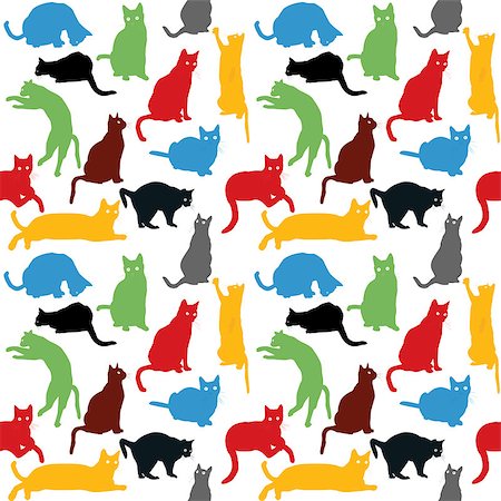 simsearch:400-08134329,k - Seamless with colorful cats silhouettes, background for kids Stock Photo - Budget Royalty-Free & Subscription, Code: 400-08132808