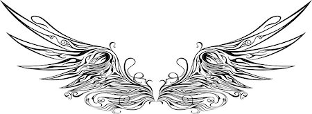 simsearch:400-06849078,k - Illustration of Wings Ornaments Silhouette Photographie de stock - Aubaine LD & Abonnement, Code: 400-08132905