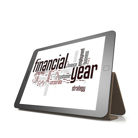 simsearch:400-04644175,k - Financial year word cloud on tablet image with hi-res rendered artwork that could be used for any graphic design. Foto de stock - Super Valor sin royalties y Suscripción, Código: 400-08132991