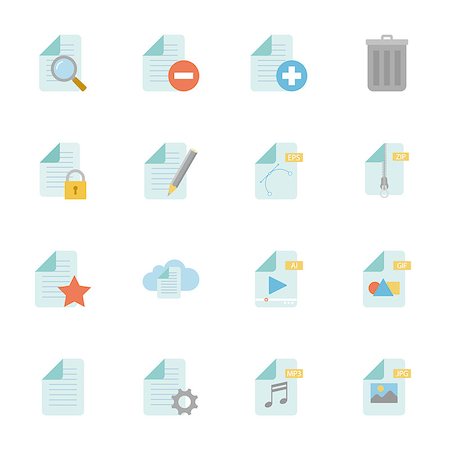 simsearch:400-08041191,k - Files and documents color flat icons set vector graphic illustration Stock Photo - Budget Royalty-Free & Subscription, Code: 400-08133142