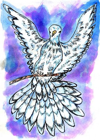 simsearch:400-08133225,k - Grunge decorative sketch of a pigeon, dove, hand drawn illustration. Foto de stock - Super Valor sin royalties y Suscripción, Código: 400-08133225