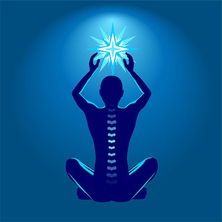 Spine health illustration, man with shining star in hands Stockbilder - Microstock & Abonnement, Bildnummer: 400-08133267