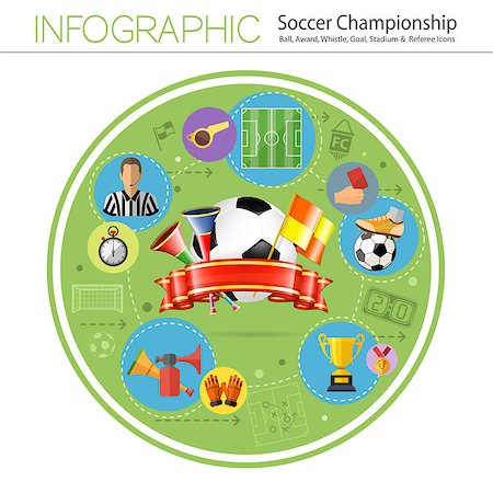 simsearch:400-08133793,k - Soccer and Football Infographics in Realistic 3D and Flat Style with Ball, Flag and Referee Icons. Vector Illustration. Photographie de stock - Aubaine LD & Abonnement, Code: 400-08133414