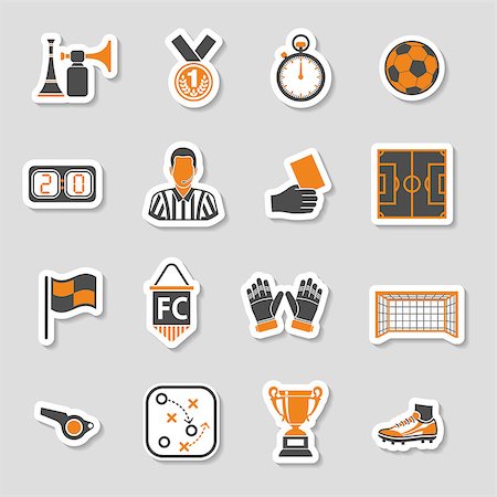 simsearch:400-04397543,k - Soccer and Football Icon Sticker Set for Flyer, Poster, Web Site. Vector Illustration. Fotografie stock - Microstock e Abbonamento, Codice: 400-08133417