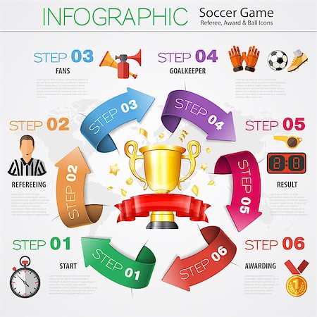 simsearch:400-08133793,k - Soccer and Football Infographics in Realistic 3D and Flat Style with Award, Ball and Referee Icons. Vector Illustration. Photographie de stock - Aubaine LD & Abonnement, Code: 400-08133418