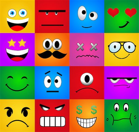 Cartoon Set Of Different Cute Faces Stock Photo - Budget Royalty-Free & Subscription, Code: 400-08133437